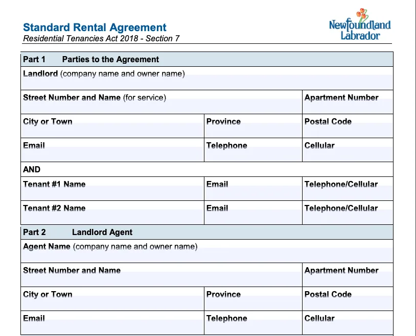 New foundland Labrador Lease Agreement