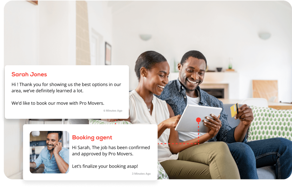 MovingWaldo booking agent confirming a move with customers