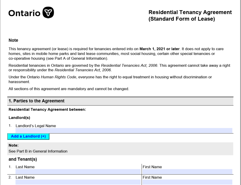 assigning lease ontario