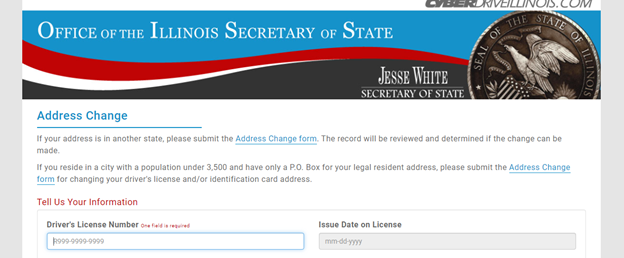 DMV Change of Address, Illinois, United States