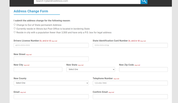 DMV Change of Address, Illinois, United States