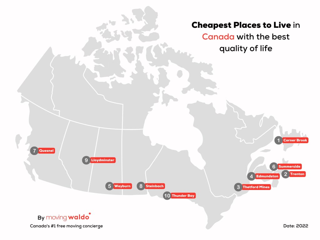 Map Cheapest Places to Live in Canada