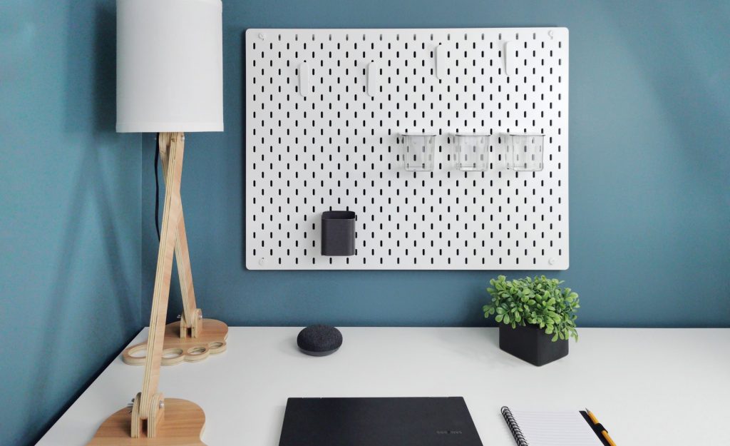6. Attach a pegboard for organization & decoration
