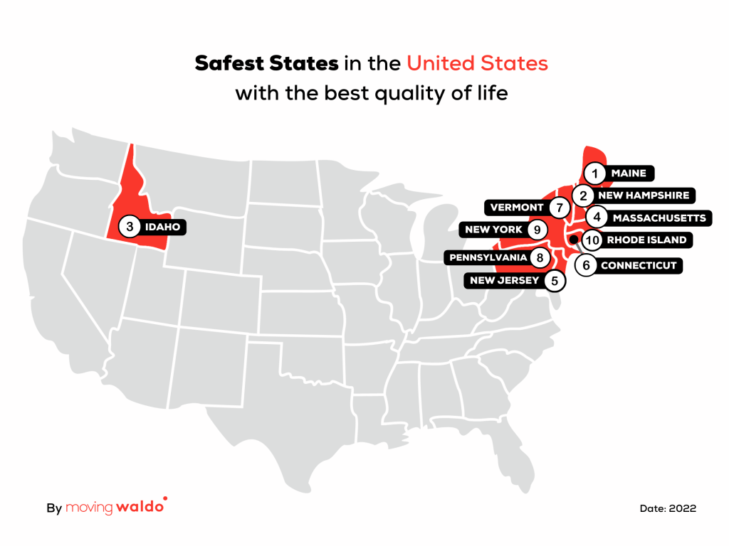 The Top 10 Safest States In America 2022 MovingWaldo
