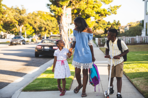 family coming back from school us