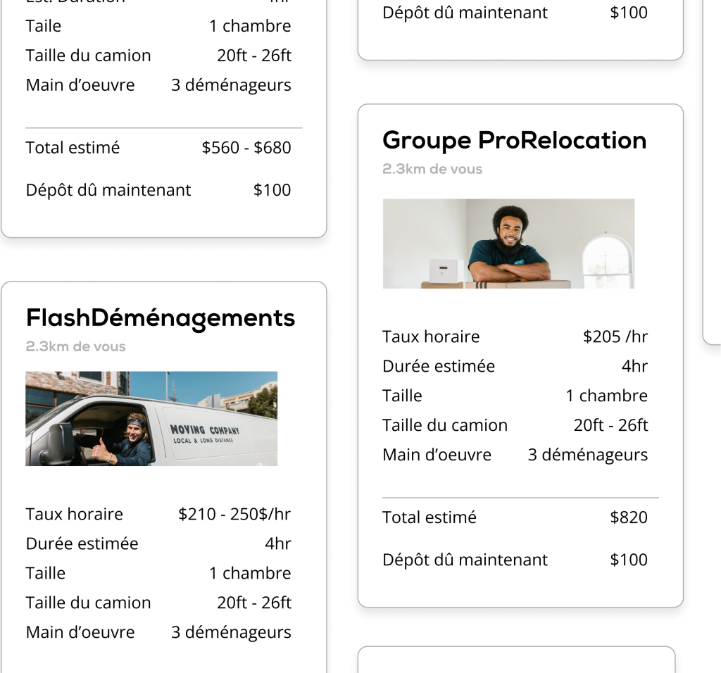 Comparaison soumissions déménageurs