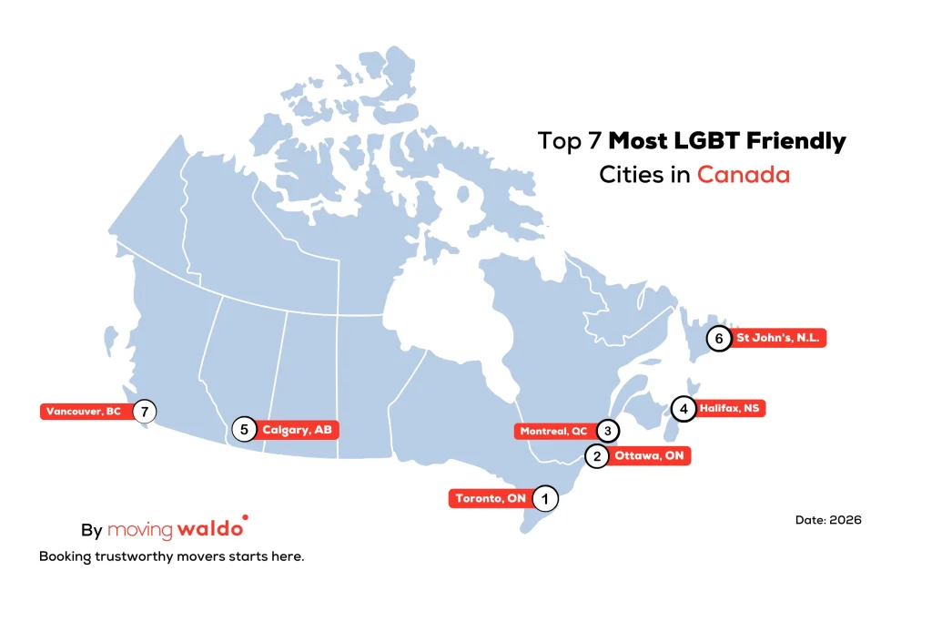 most lgbt friendly cities in canada map infographic 2026 MovingWaldo