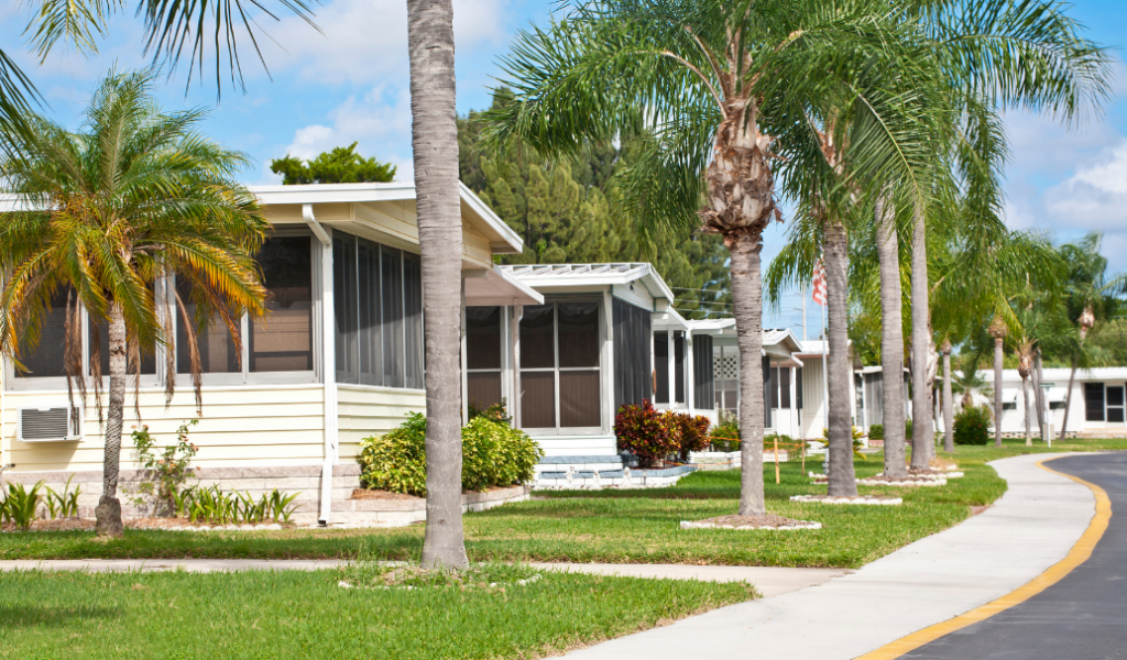 Moving a mobile home moving a mobile home with palm trees
